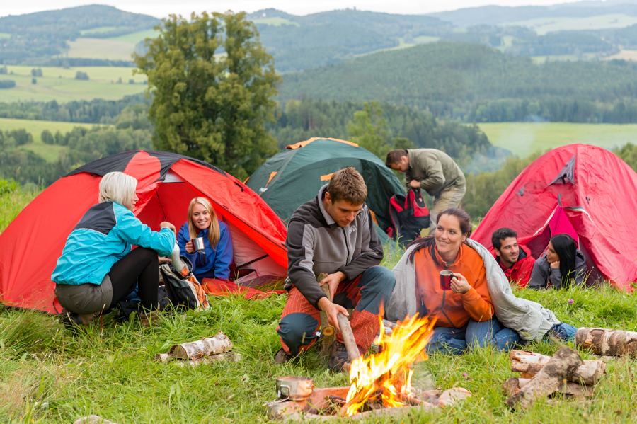 famille au camping landes